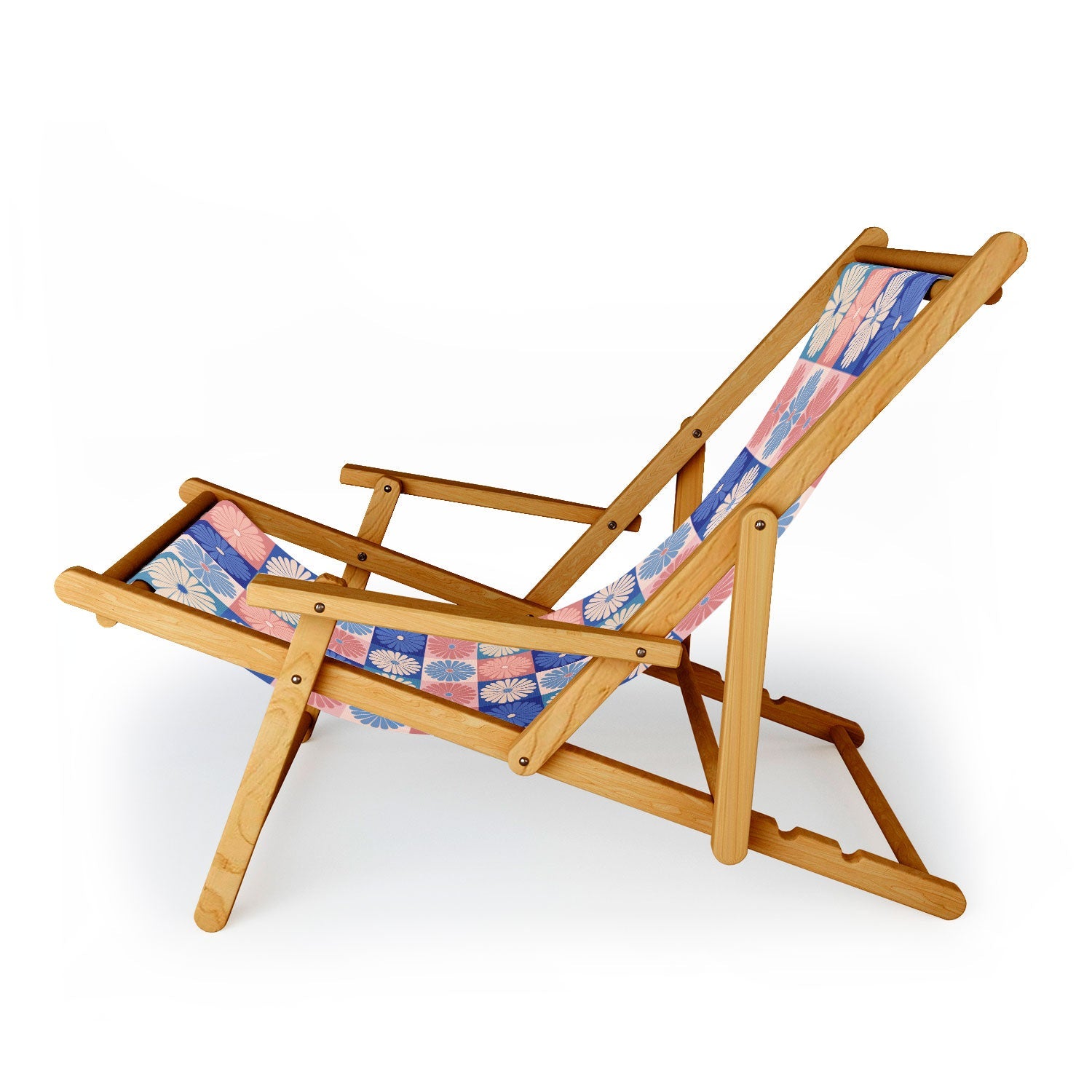 Colour Poems Checker Daisies II Blue Pink Sling Chair