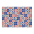 Colour Poems Checker Daisies II Blue Pink Outdoor Rug