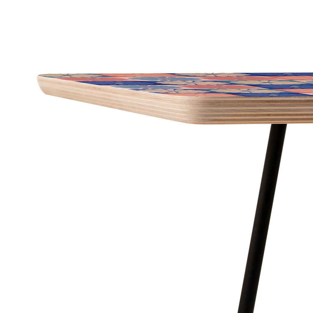Colour Poems Checker Daisies II Blue Pink Side Table