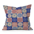 Colour Poems Checker Daisies II Blue Pink Throw Pillow