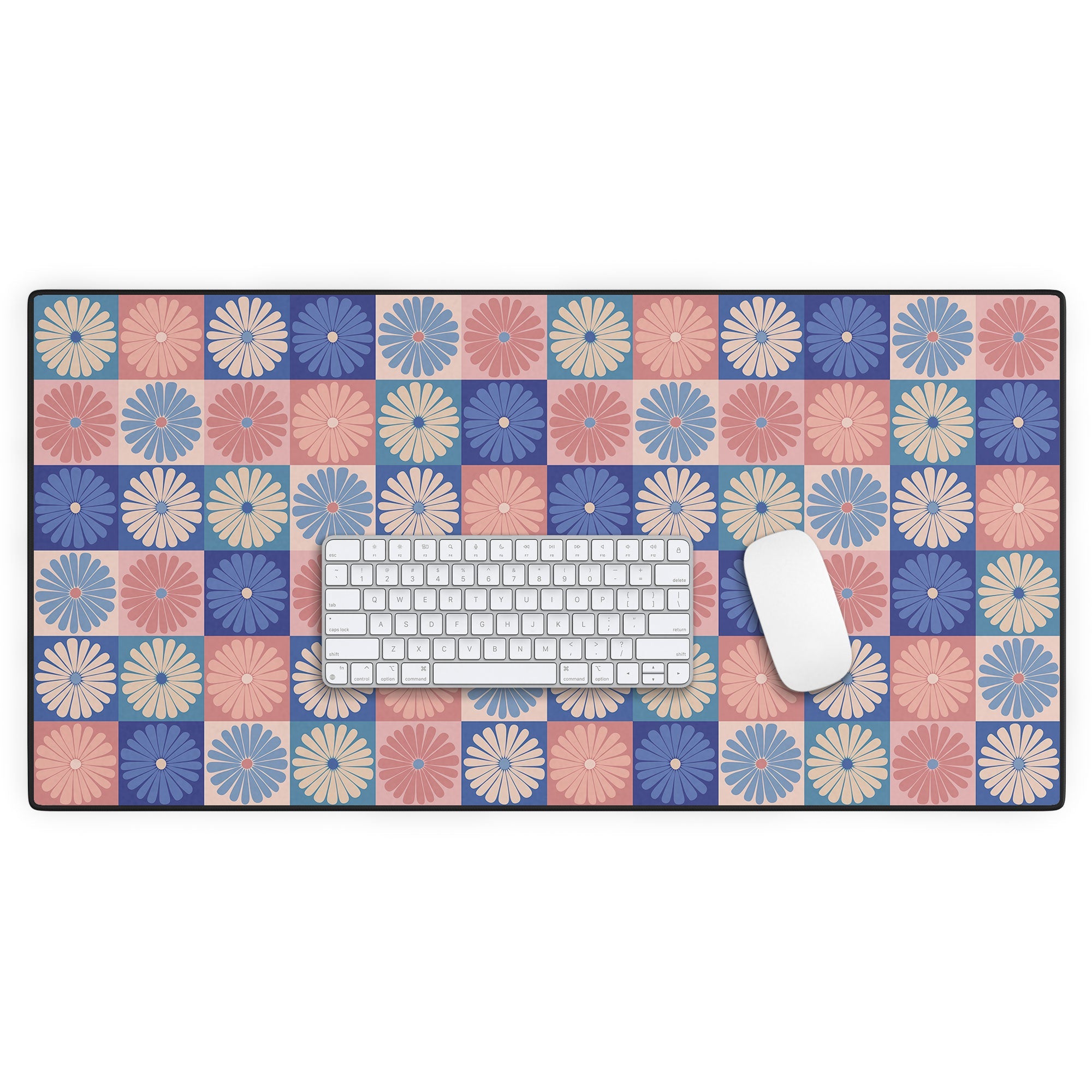 Colour Poems Checker Daisies II Blue Pink Desk Mat