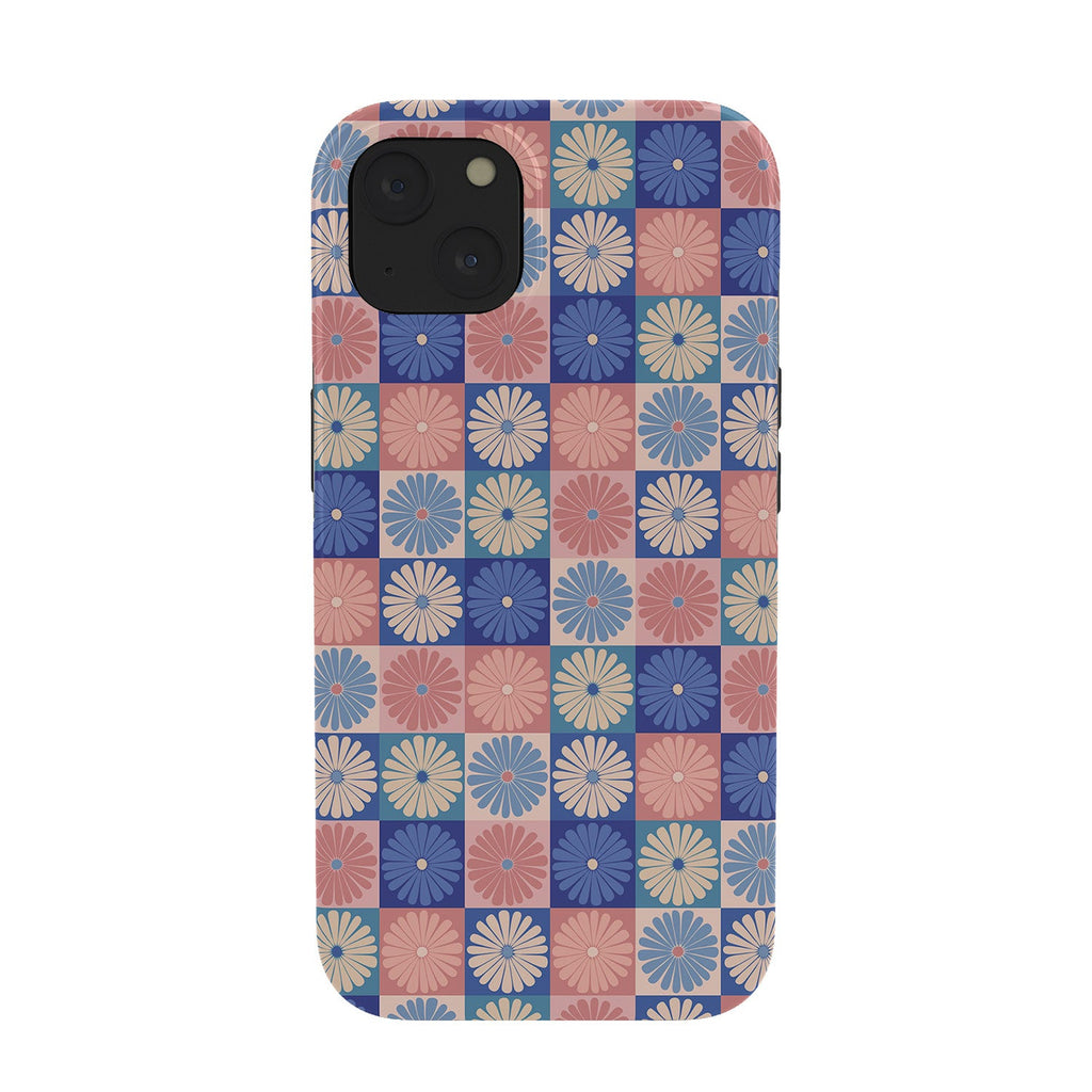 Colour Poems Checker Daisies II Blue Pink Phone Case