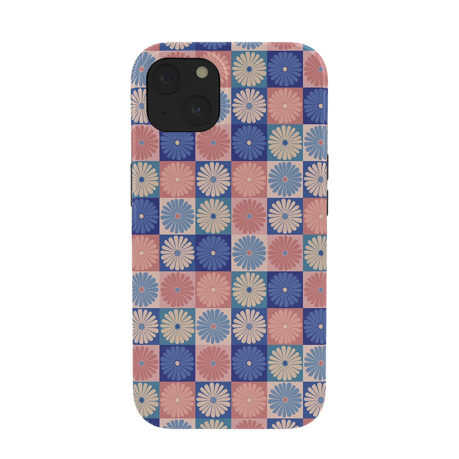 Colour Poems Checker Daisies II Blue Pink Phone Case