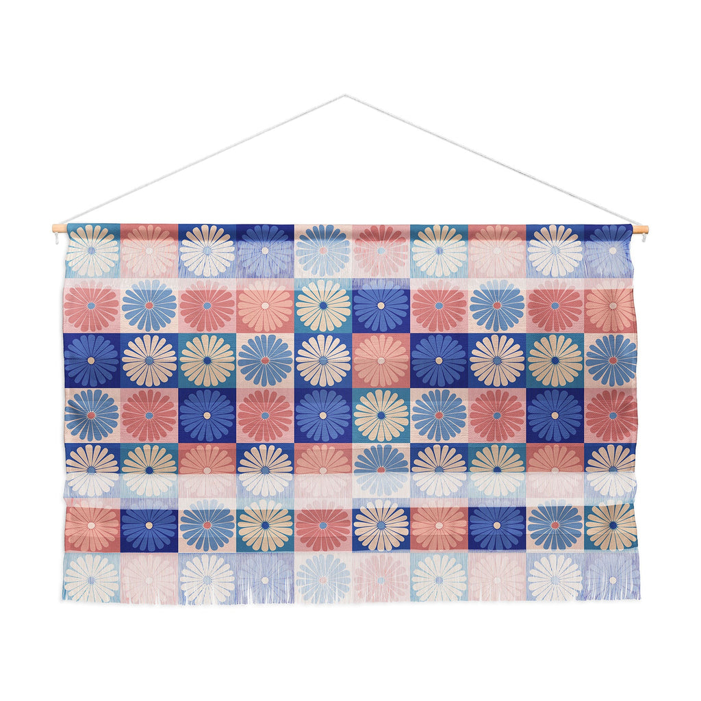 Colour Poems Checker Daisies II Blue Pink Wall Hanging Landscape