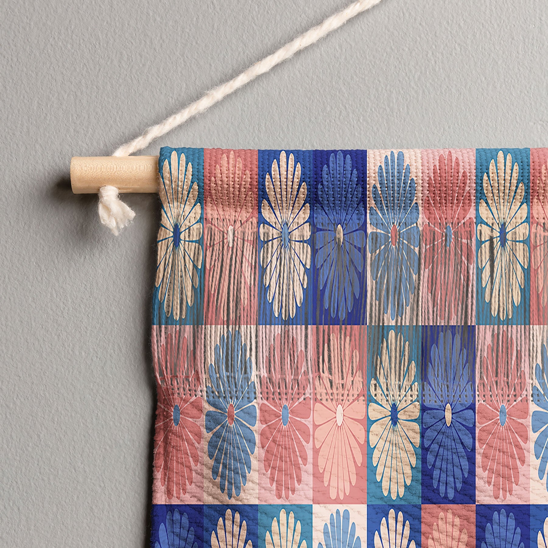 Colour Poems Checker Daisies II Blue Pink Wall Hanging Landscape