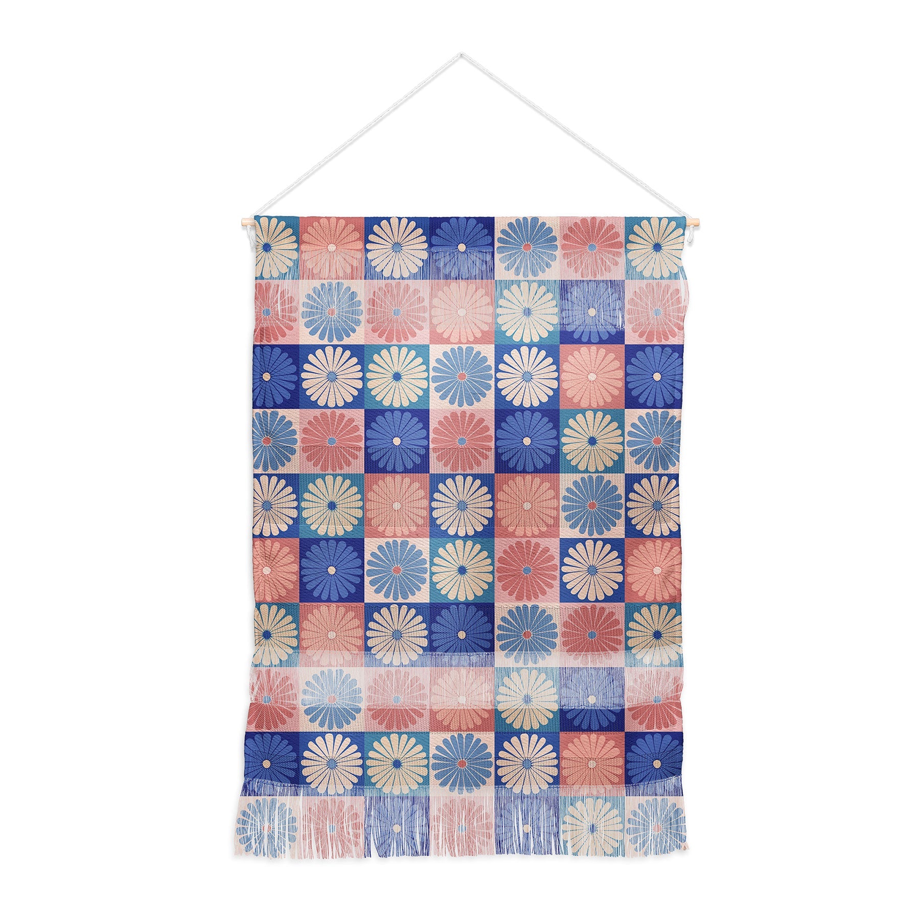 Colour Poems Checker Daisies II Blue Pink Wall Hanging Portrait