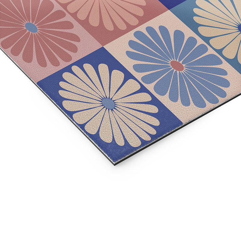 Colour Poems Checker Daisies II Blue Pink Welcome Mat