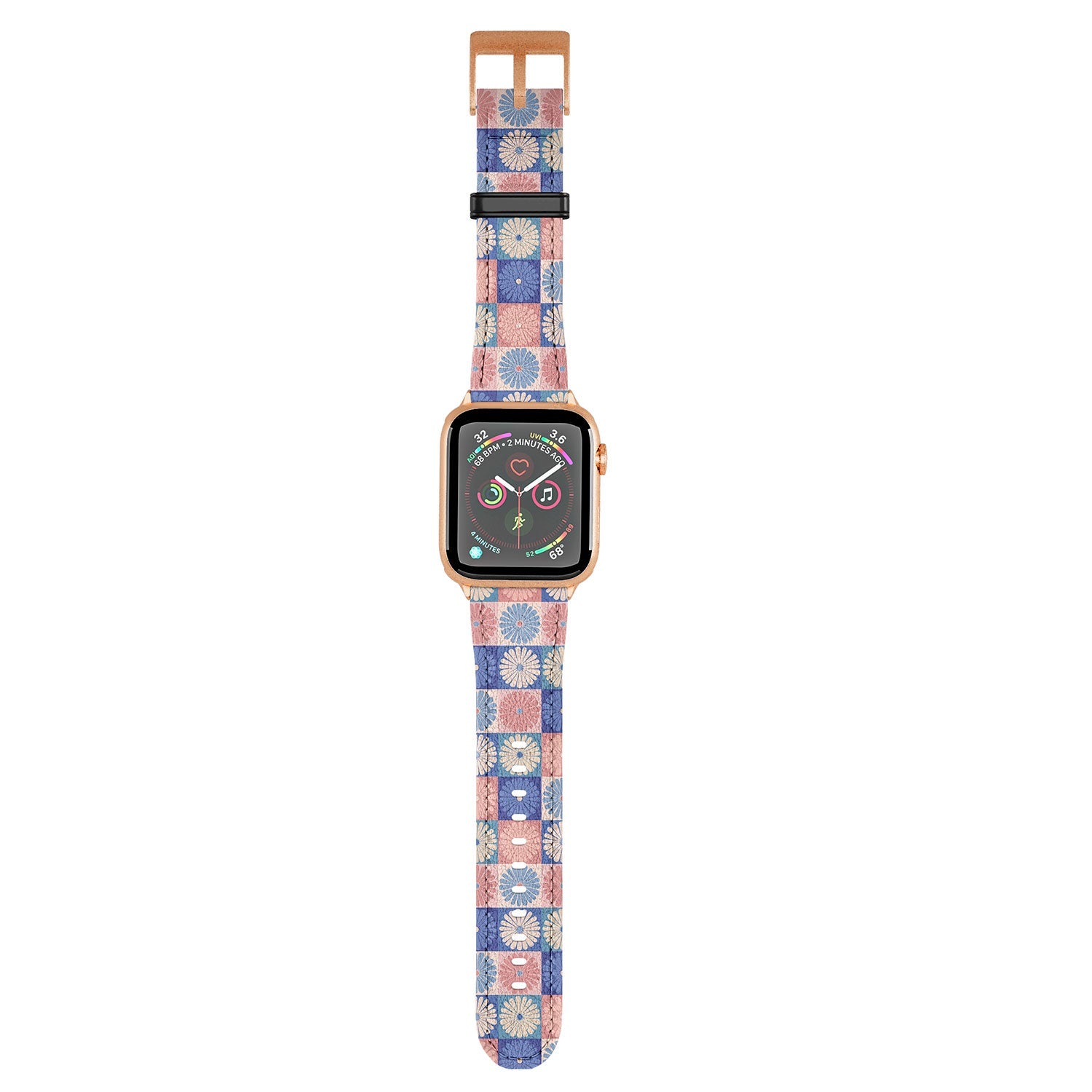Colour Poems Checker Daisies II Blue Pink Apple Watch Band