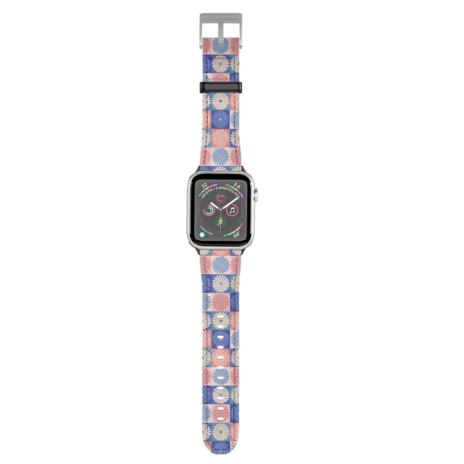 Colour Poems Checker Daisies II Blue Pink Apple Watch Band