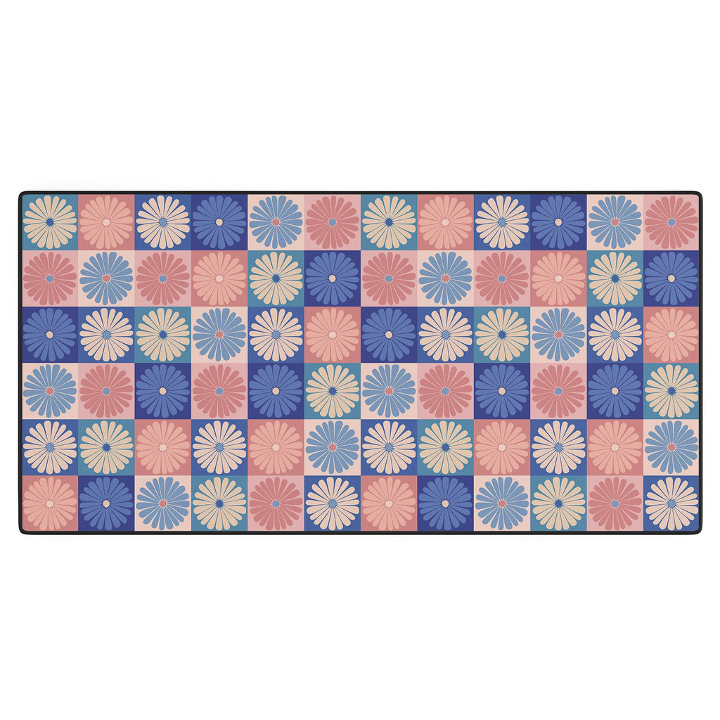 Colour Poems Checker Daisies II Blue Pink Desk Mat