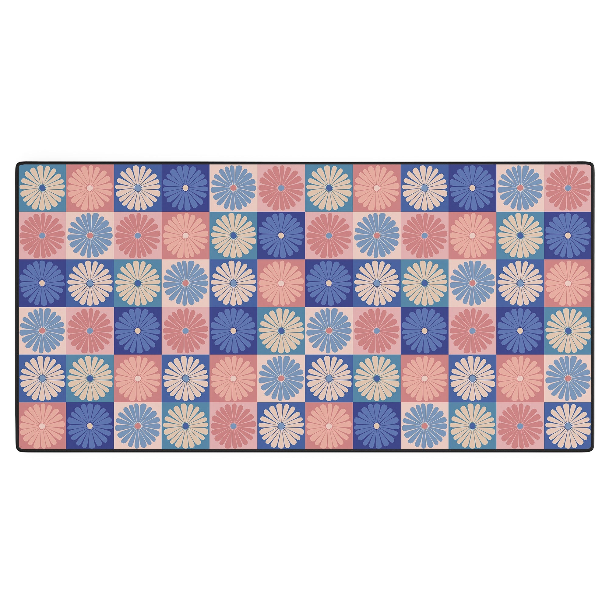 Colour Poems Checker Daisies II Blue Pink Desk Mat