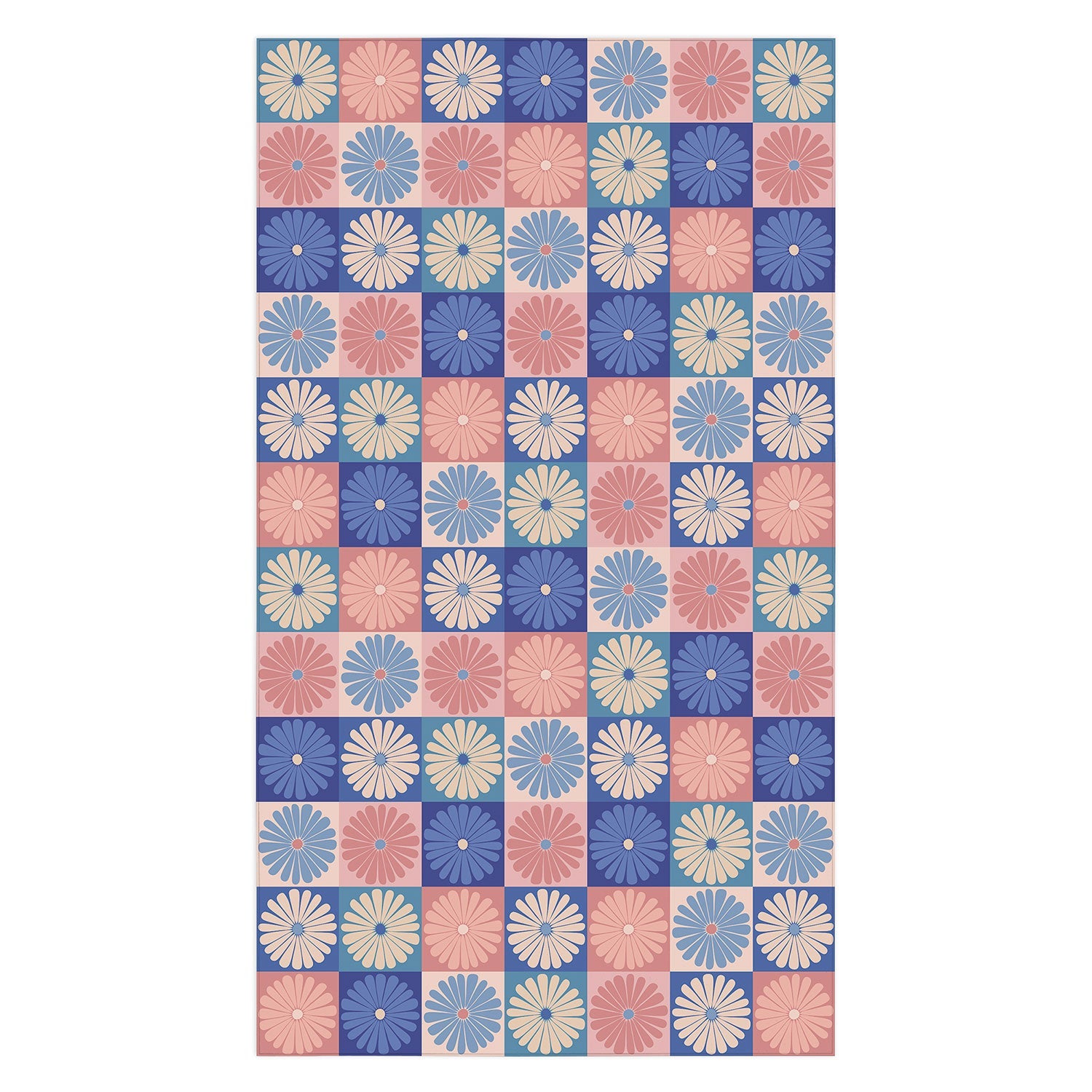 Colour Poems Checker Daisies II Blue Pink Tablecloth