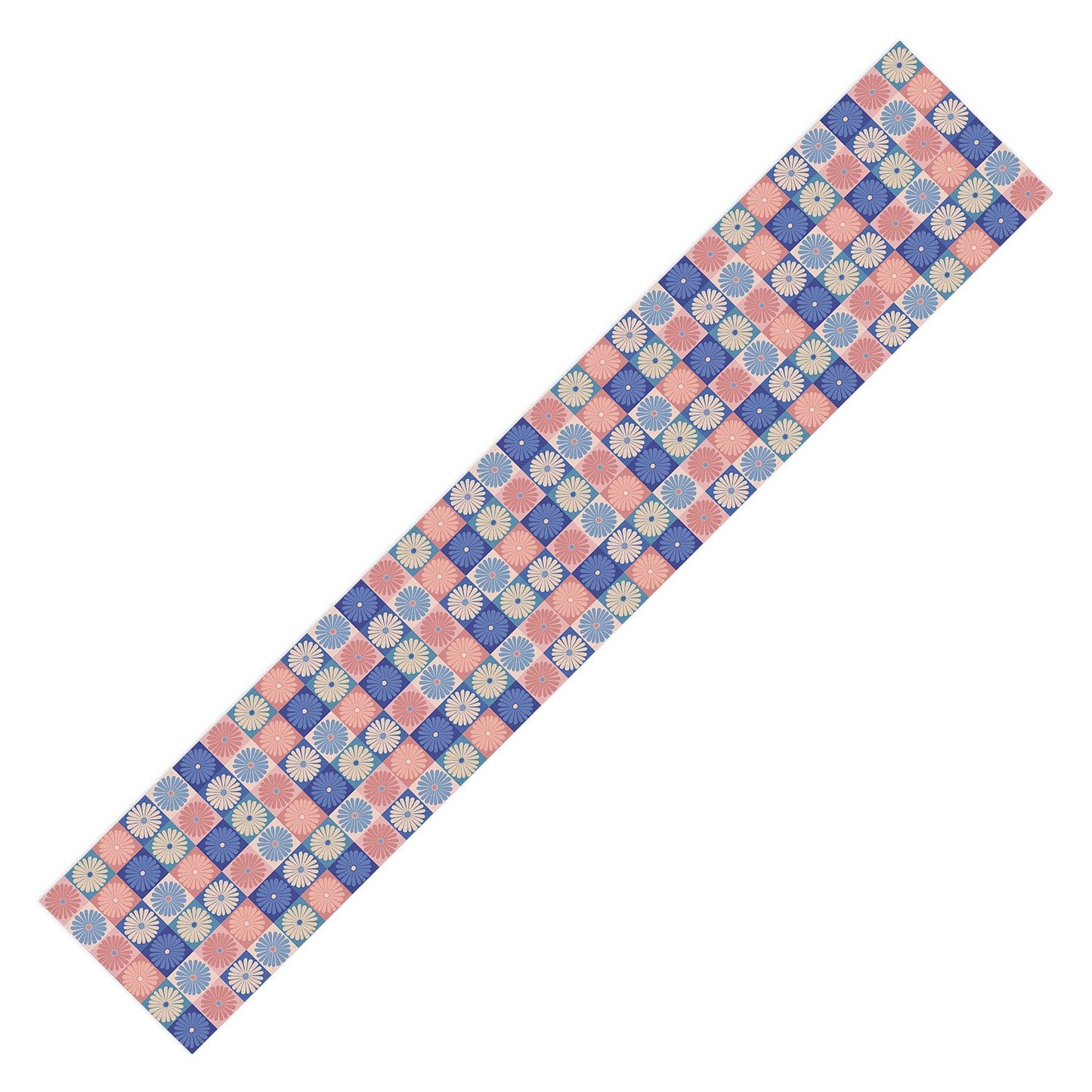 Colour Poems Checker Daisies II Blue Pink Table Runner