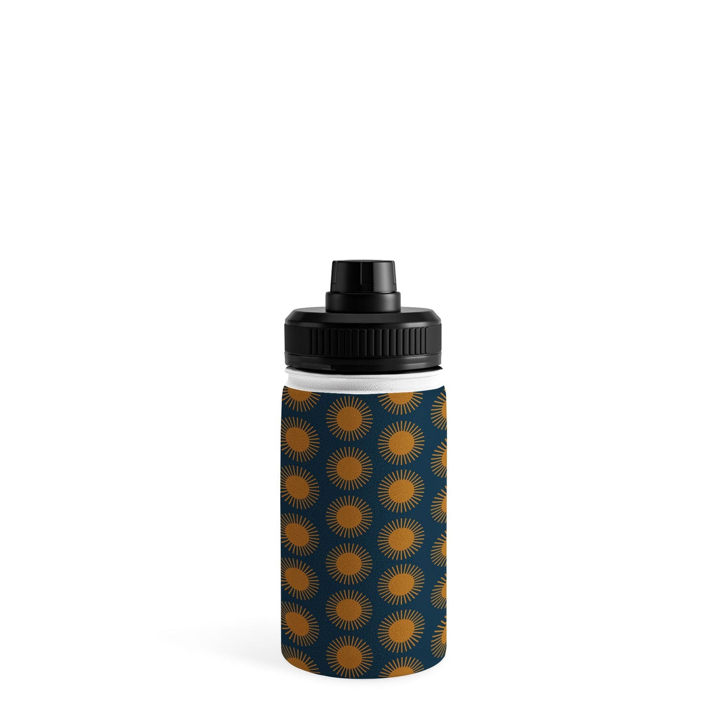 Colour Poems Cheerful Sun Pattern Navy Blue Water Bottle
