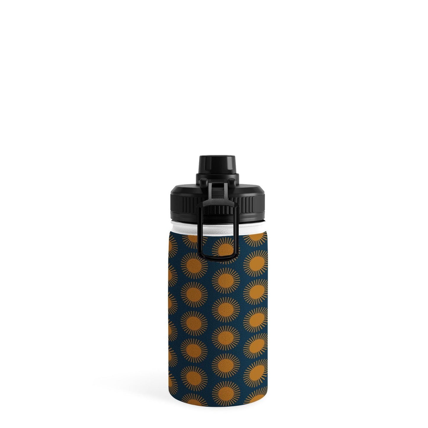 Colour Poems Cheerful Sun Pattern Navy Blue Water Bottle