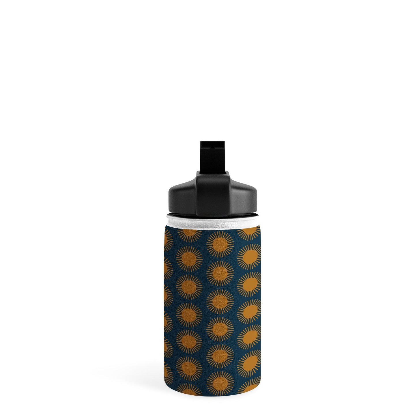 Colour Poems Cheerful Sun Pattern Navy Blue Water Bottle