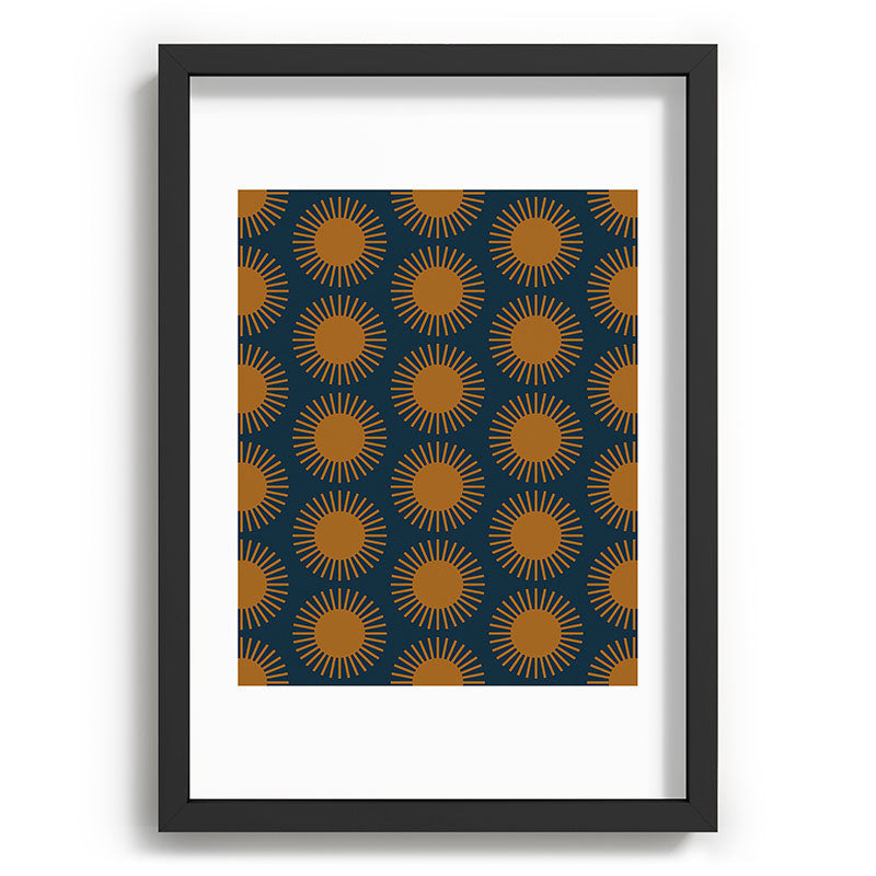 Colour Poems Cheerful Sun Pattern Navy Blue Recessed Framing Rectangle