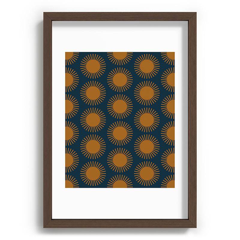 Colour Poems Cheerful Sun Pattern Navy Blue Recessed Framing Rectangle