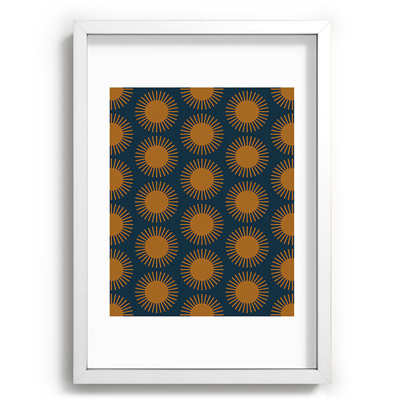 Colour Poems Cheerful Sun Pattern Navy Blue Recessed Framing Rectangle