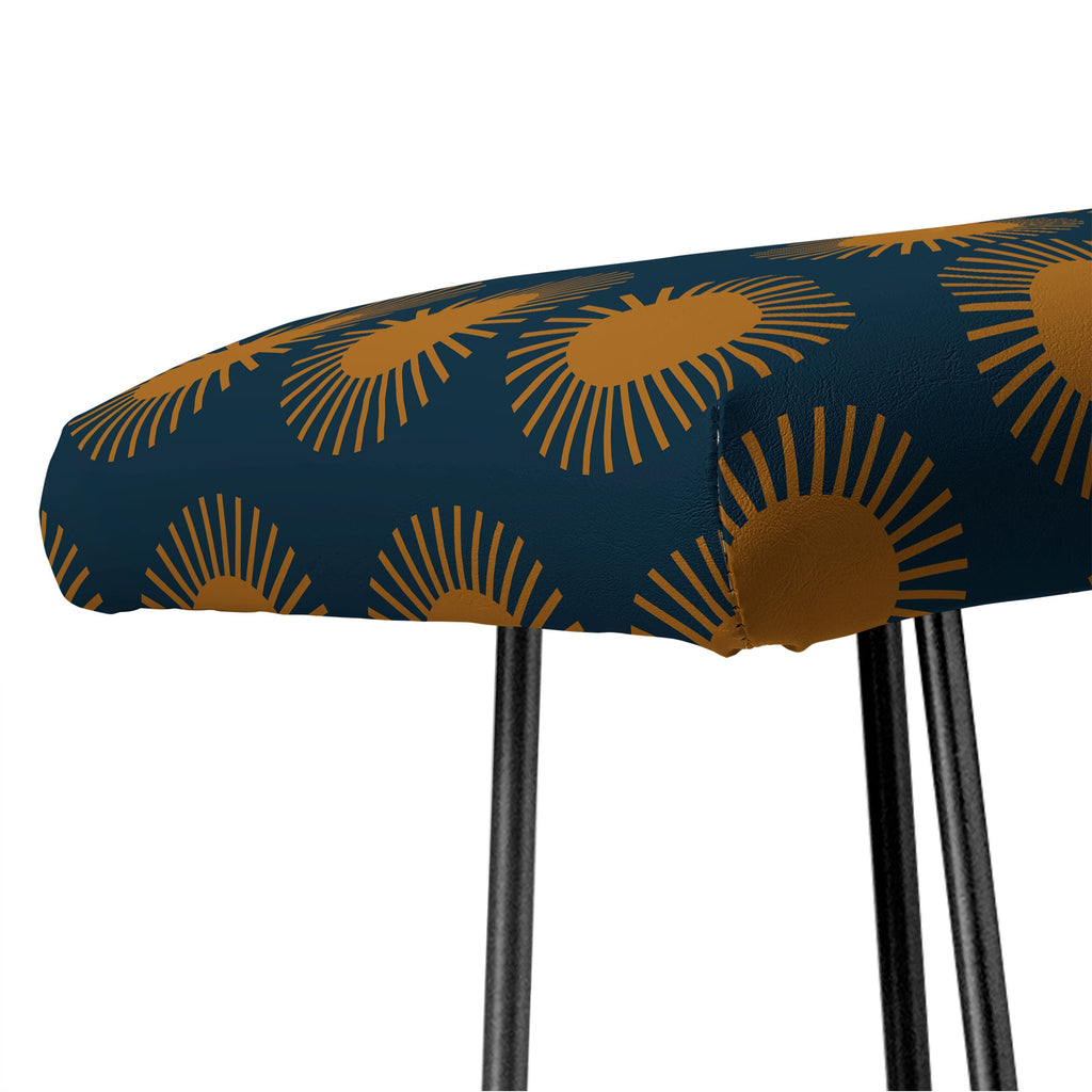 Colour Poems Cheerful Sun Pattern Navy Blue Bench