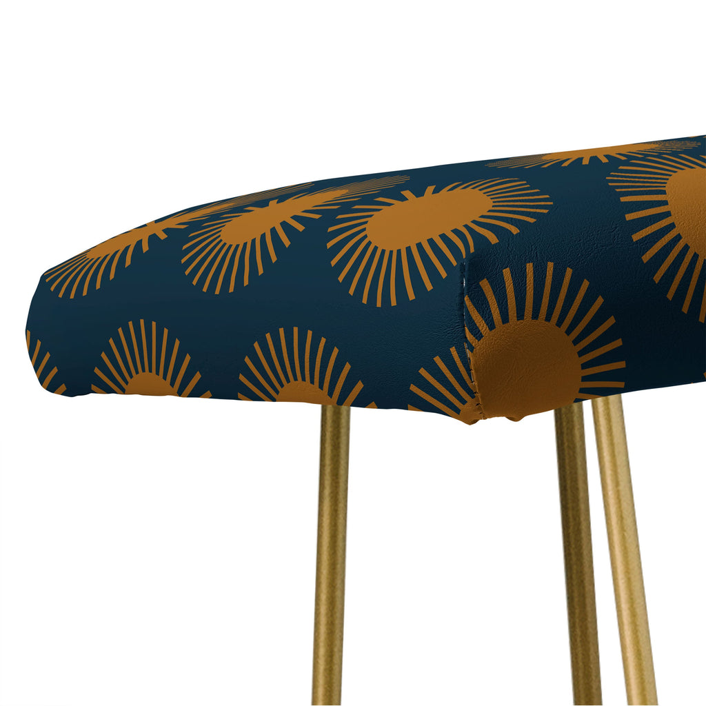 Colour Poems Cheerful Sun Pattern Navy Blue Bench