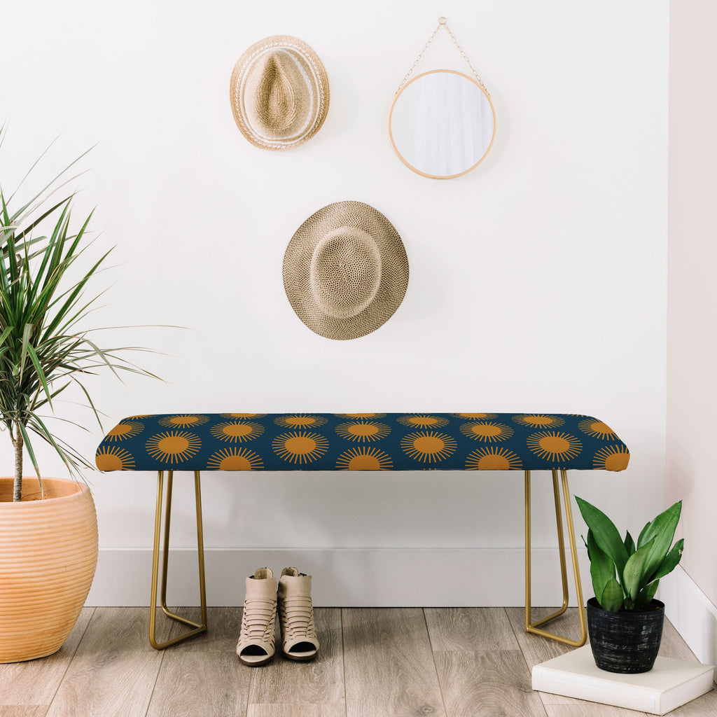 Colour Poems Cheerful Sun Pattern Navy Blue Bench