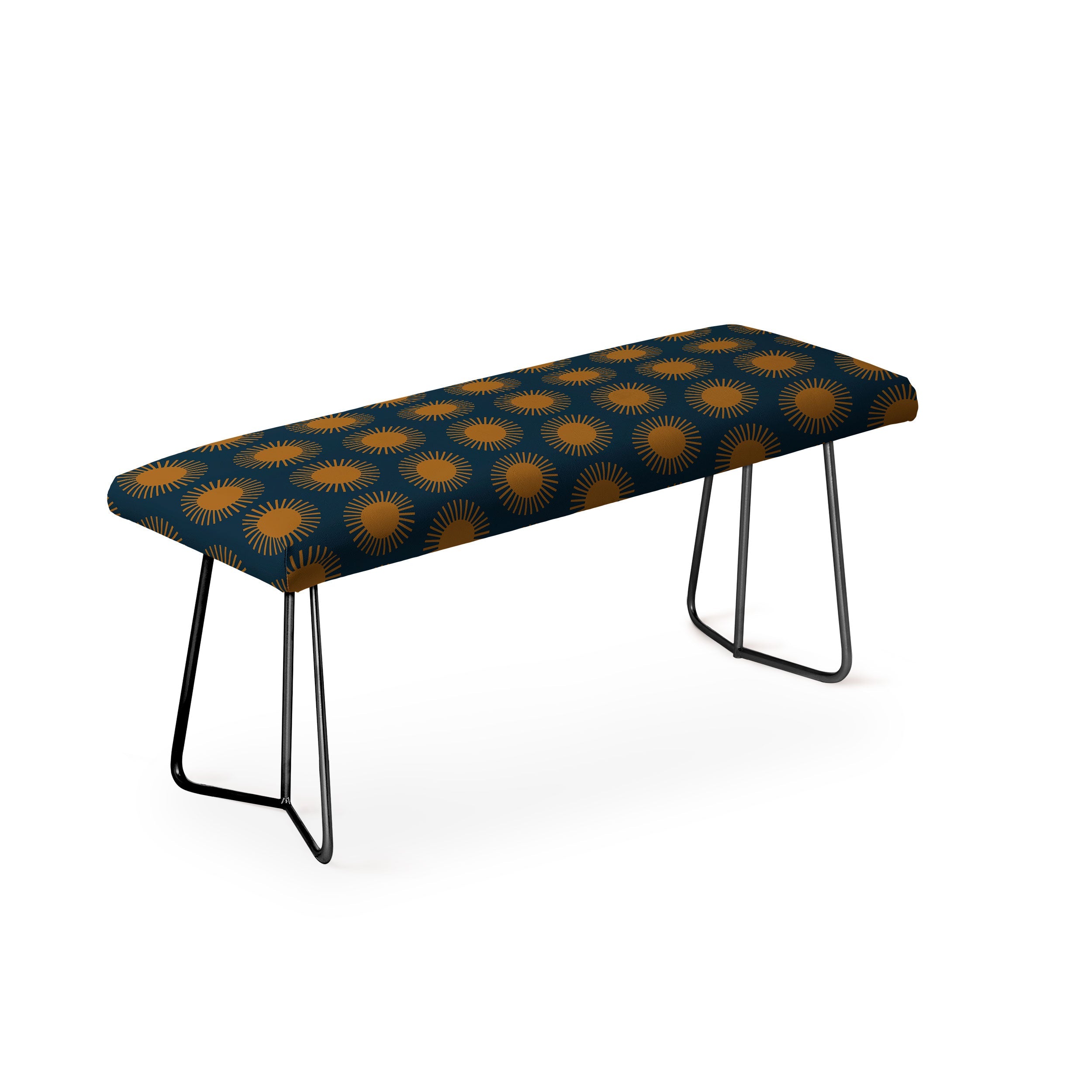 Colour Poems Cheerful Sun Pattern Navy Blue Bench