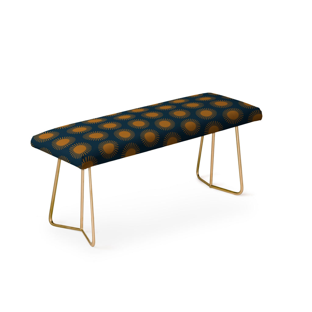 Colour Poems Cheerful Sun Pattern Navy Blue Bench