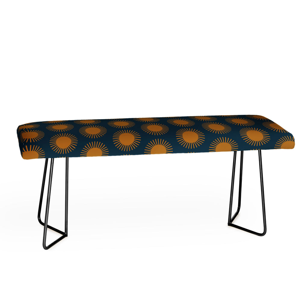 Colour Poems Cheerful Sun Pattern Navy Blue Bench
