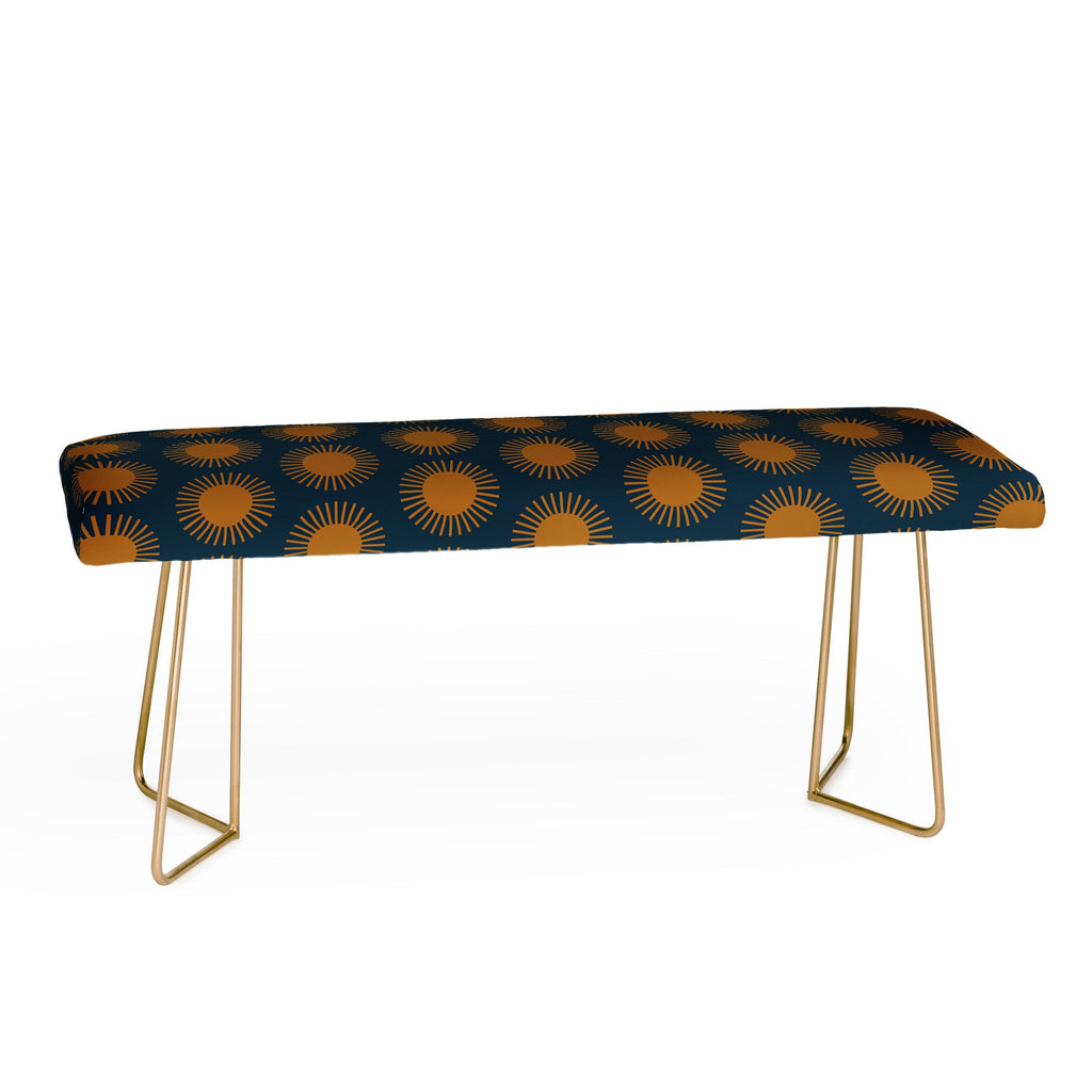 Colour Poems Cheerful Sun Pattern Navy Blue Bench