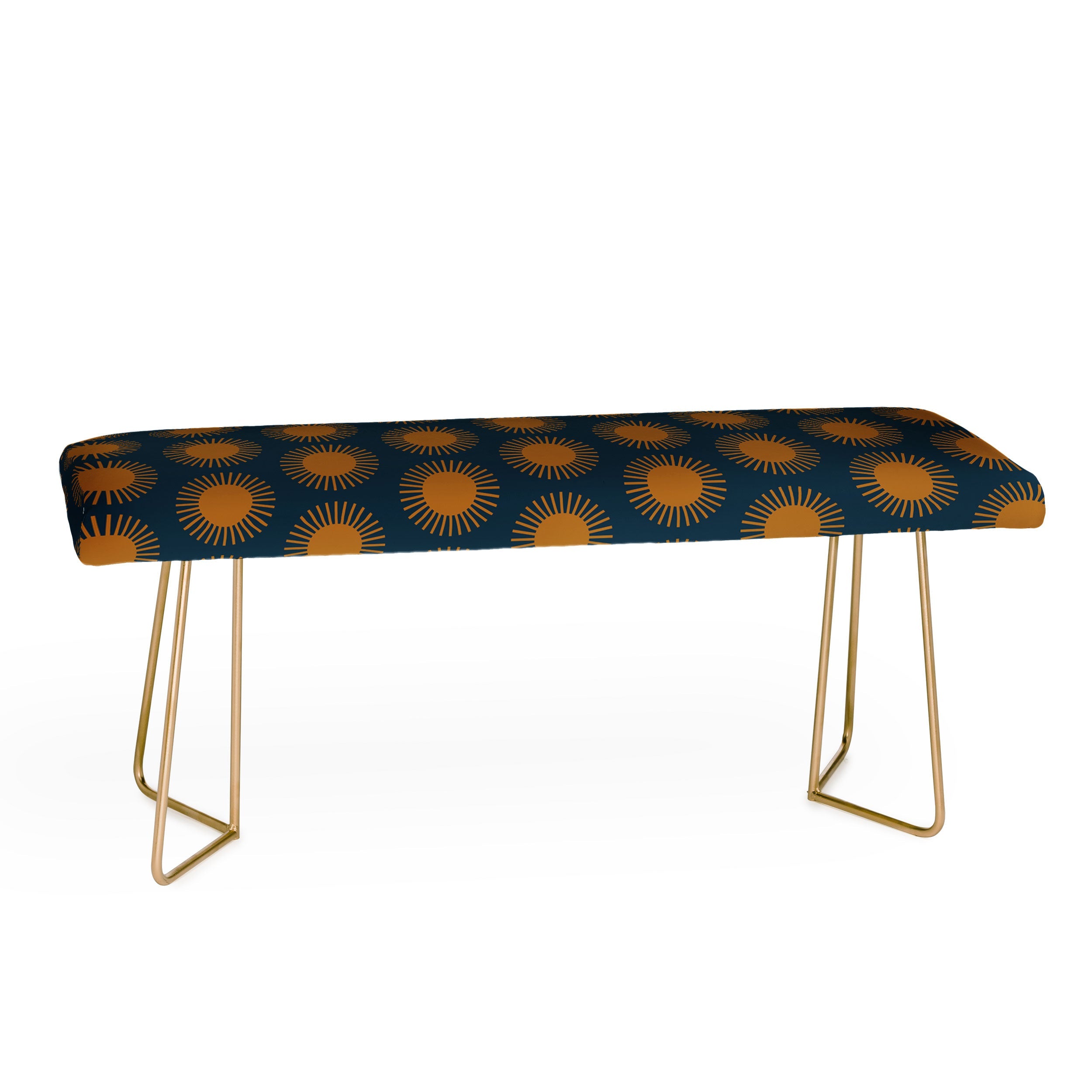 Colour Poems Cheerful Sun Pattern Navy Blue Bench