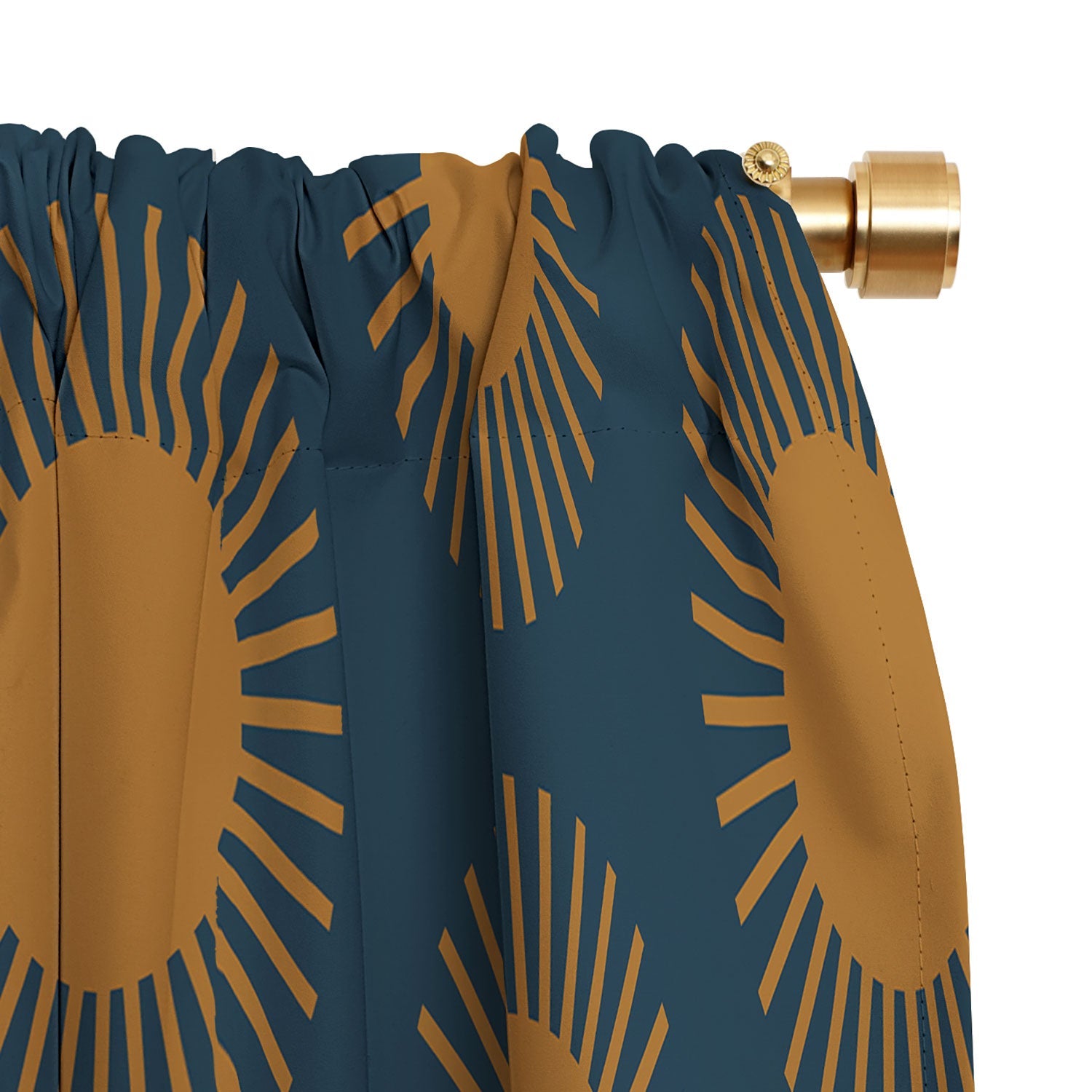 Colour Poems Cheerful Sun Pattern Navy Blue Blackout Window Curtain