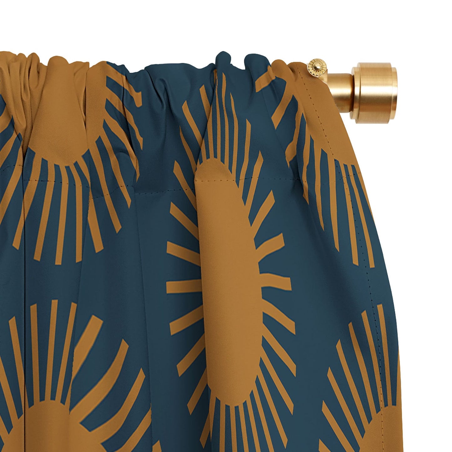 Colour Poems Cheerful Sun Pattern Navy Blue Blackout Non Repeat
