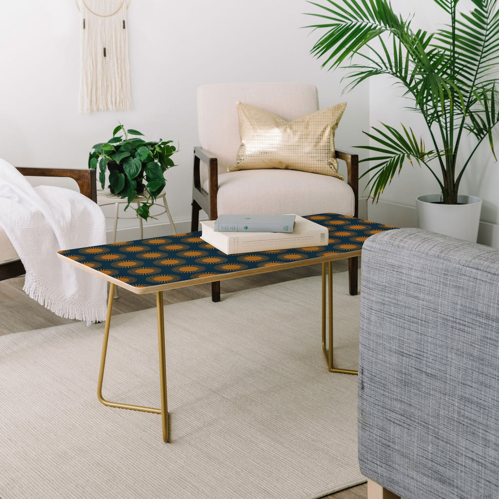 Colour Poems Cheerful Sun Pattern Navy Blue Coffee Table