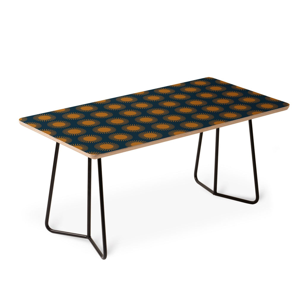 Colour Poems Cheerful Sun Pattern Navy Blue Coffee Table