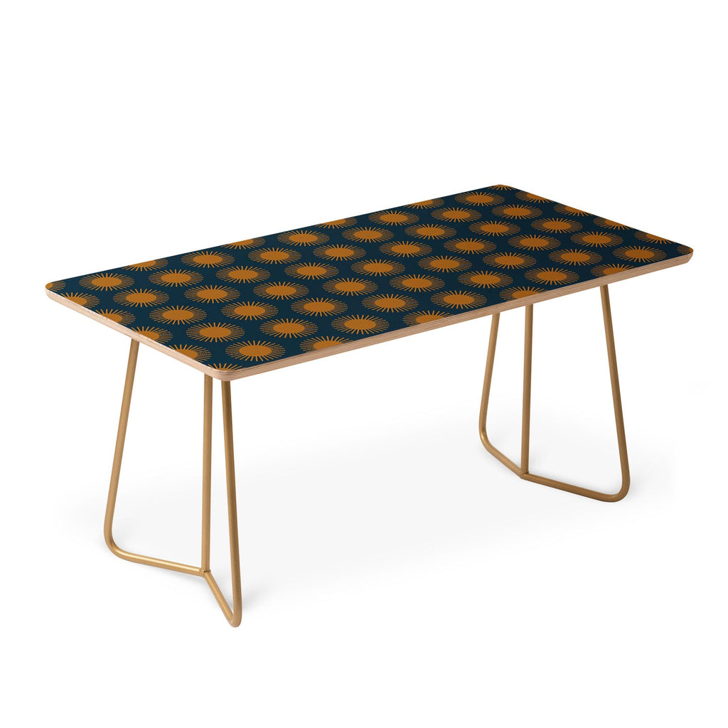 Colour Poems Cheerful Sun Pattern Navy Blue Coffee Table