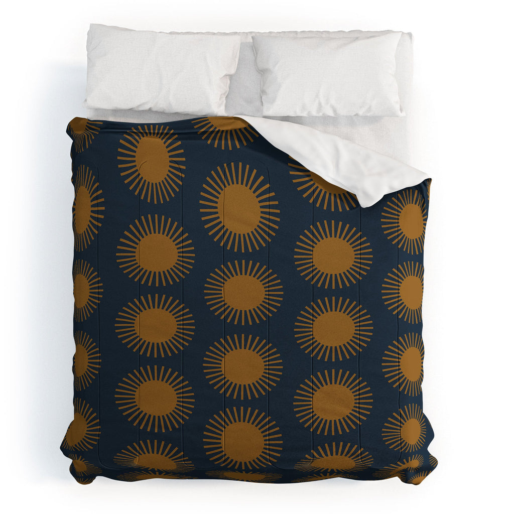 Colour Poems Cheerful Sun Pattern Navy Blue Comforter
