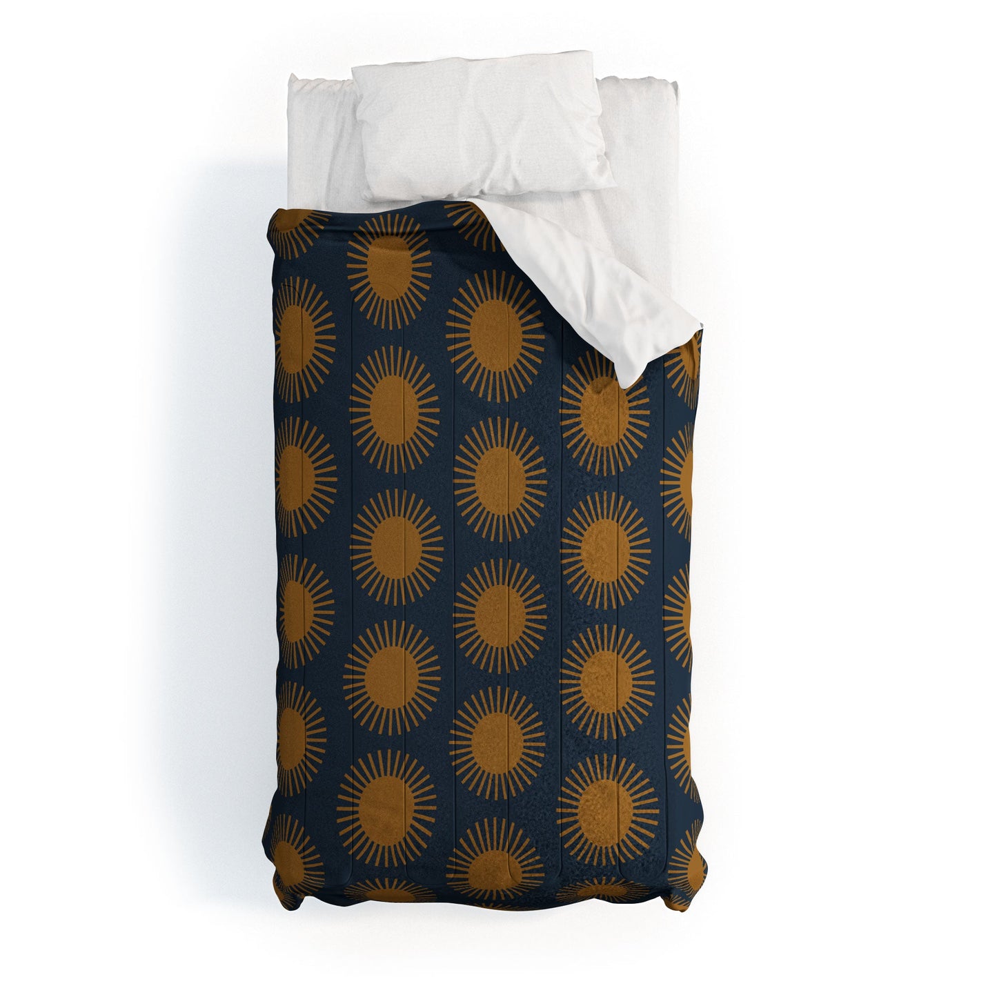Colour Poems Cheerful Sun Pattern Navy Blue Comforter