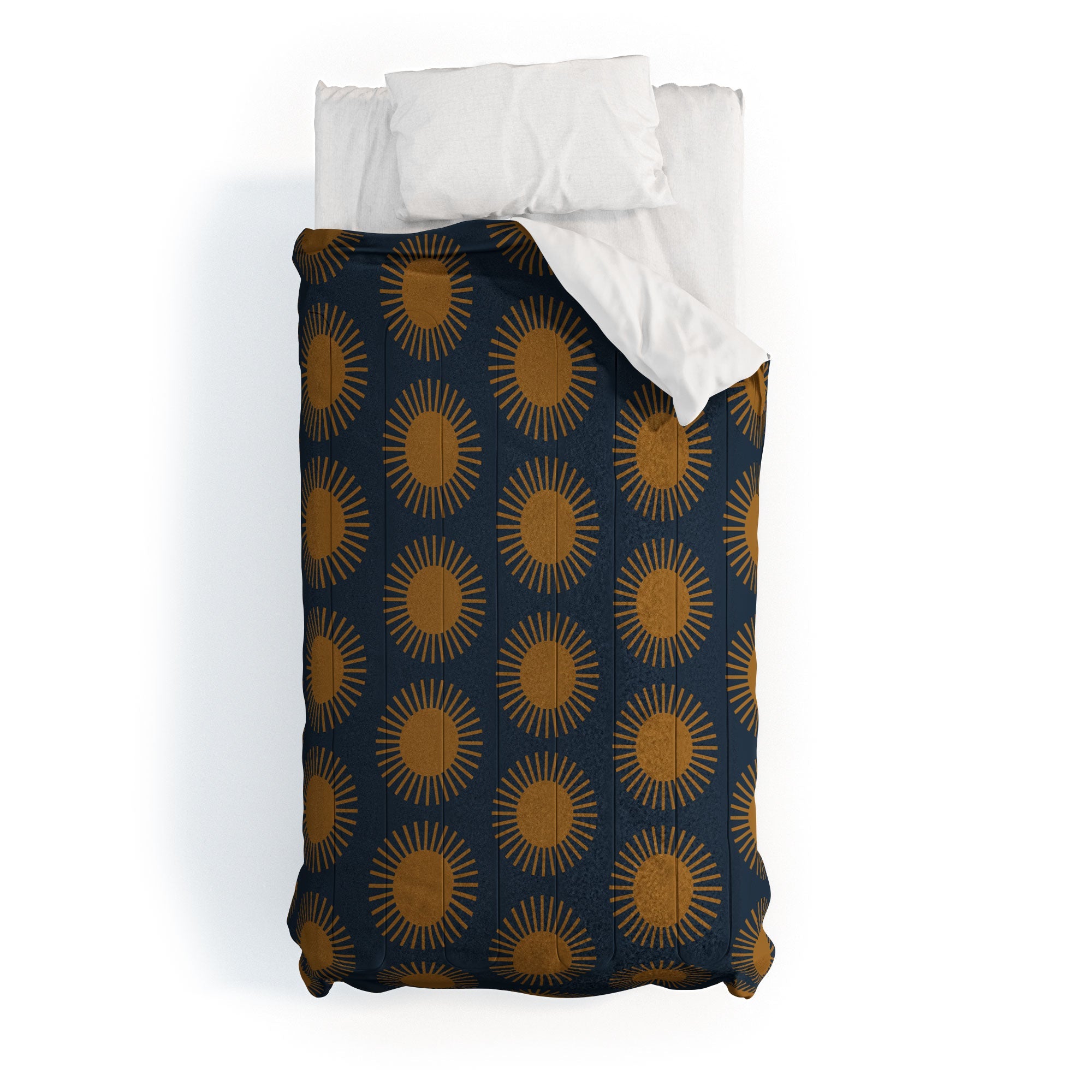 Colour Poems Cheerful Sun Pattern Navy Blue Comforter