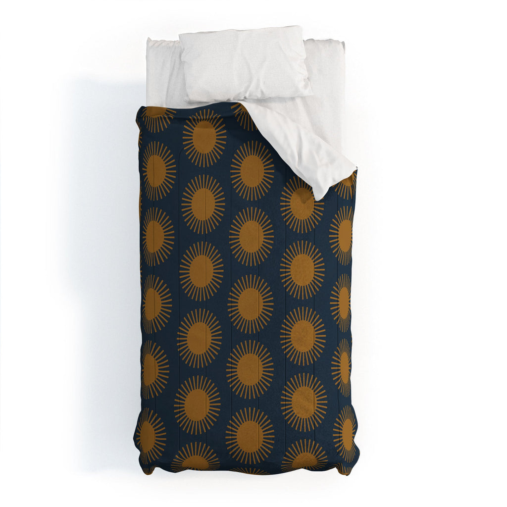 Colour Poems Cheerful Sun Pattern Navy Blue Comforter