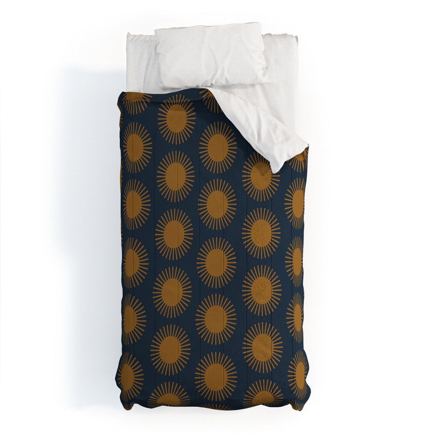 Colour Poems Cheerful Sun Pattern Navy Blue Comforter