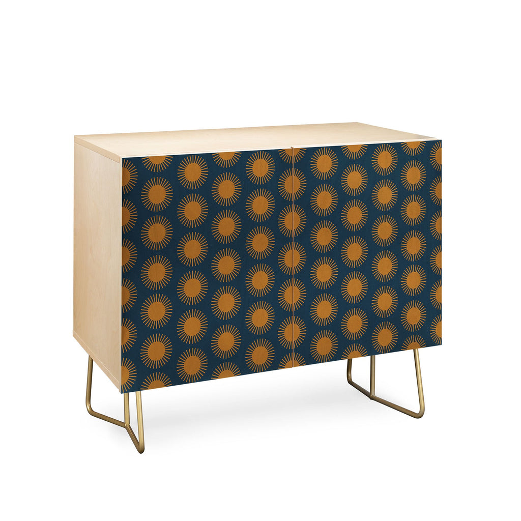Colour Poems Cheerful Sun Pattern Navy Blue Credenza
