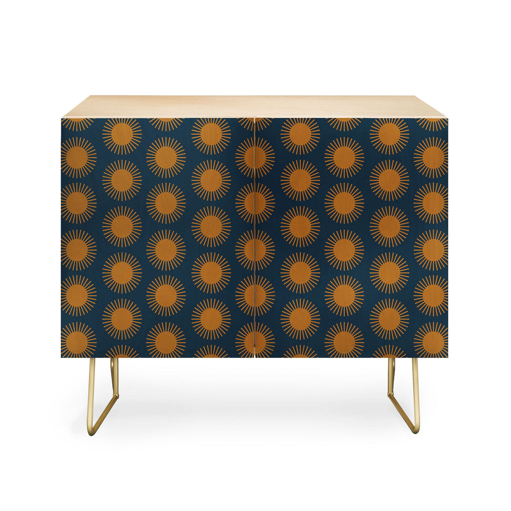 Colour Poems Cheerful Sun Pattern Navy Blue Credenza
