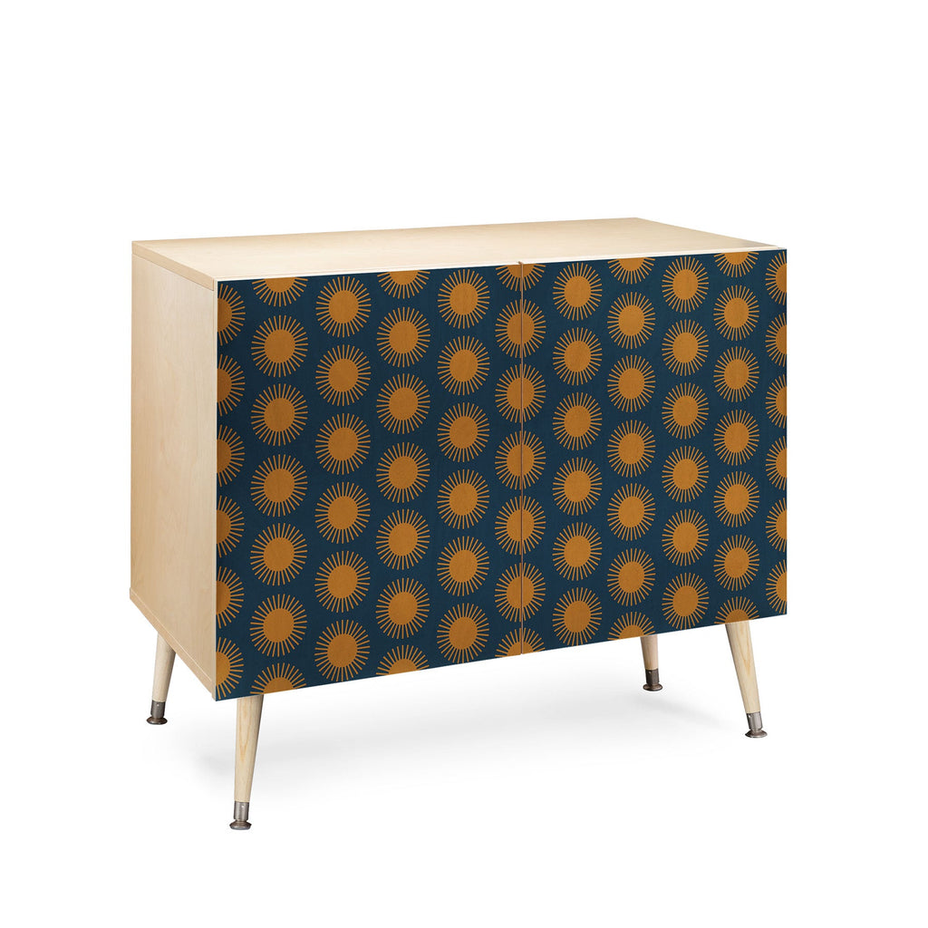 Colour Poems Cheerful Sun Pattern Navy Blue Credenza
