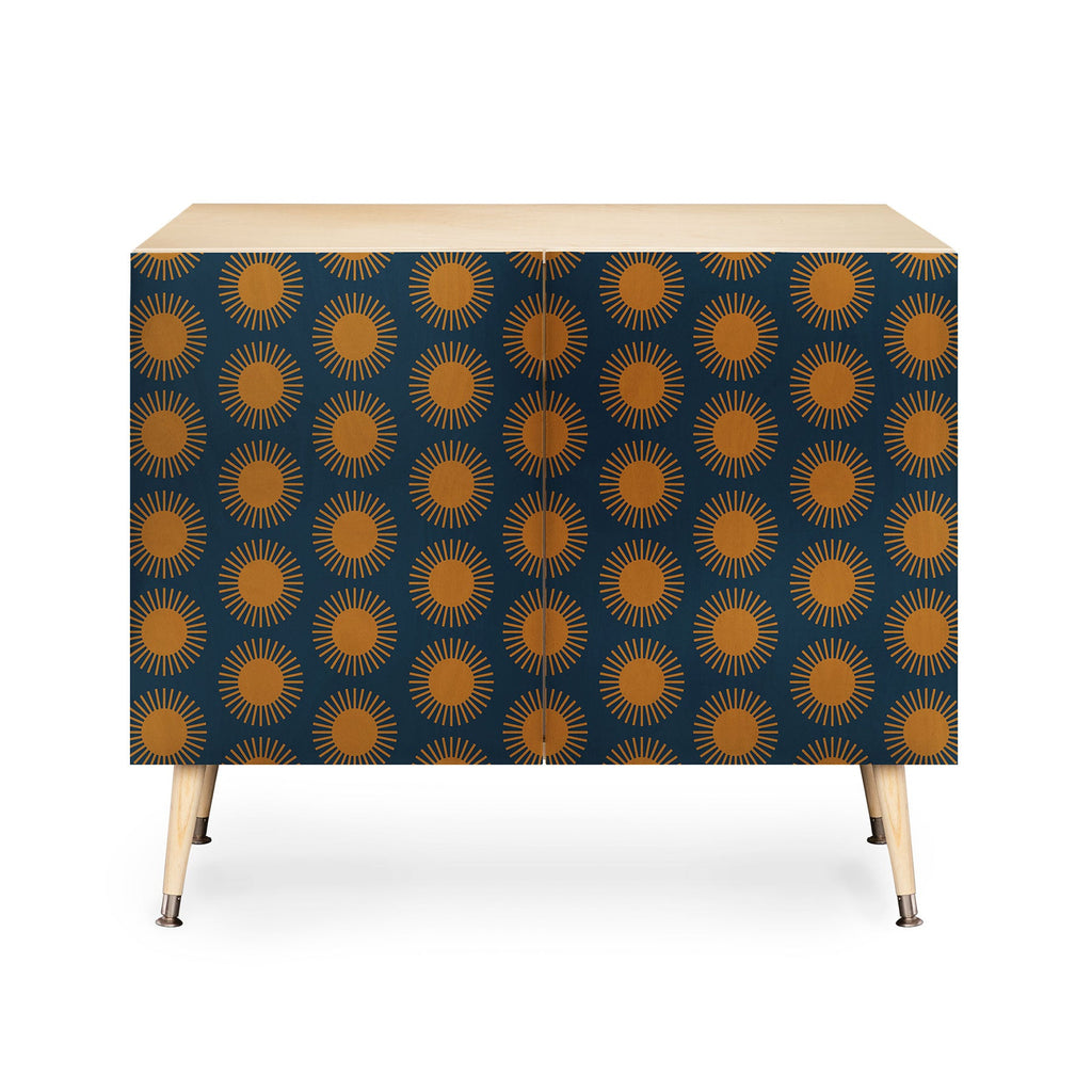 Colour Poems Cheerful Sun Pattern Navy Blue Credenza