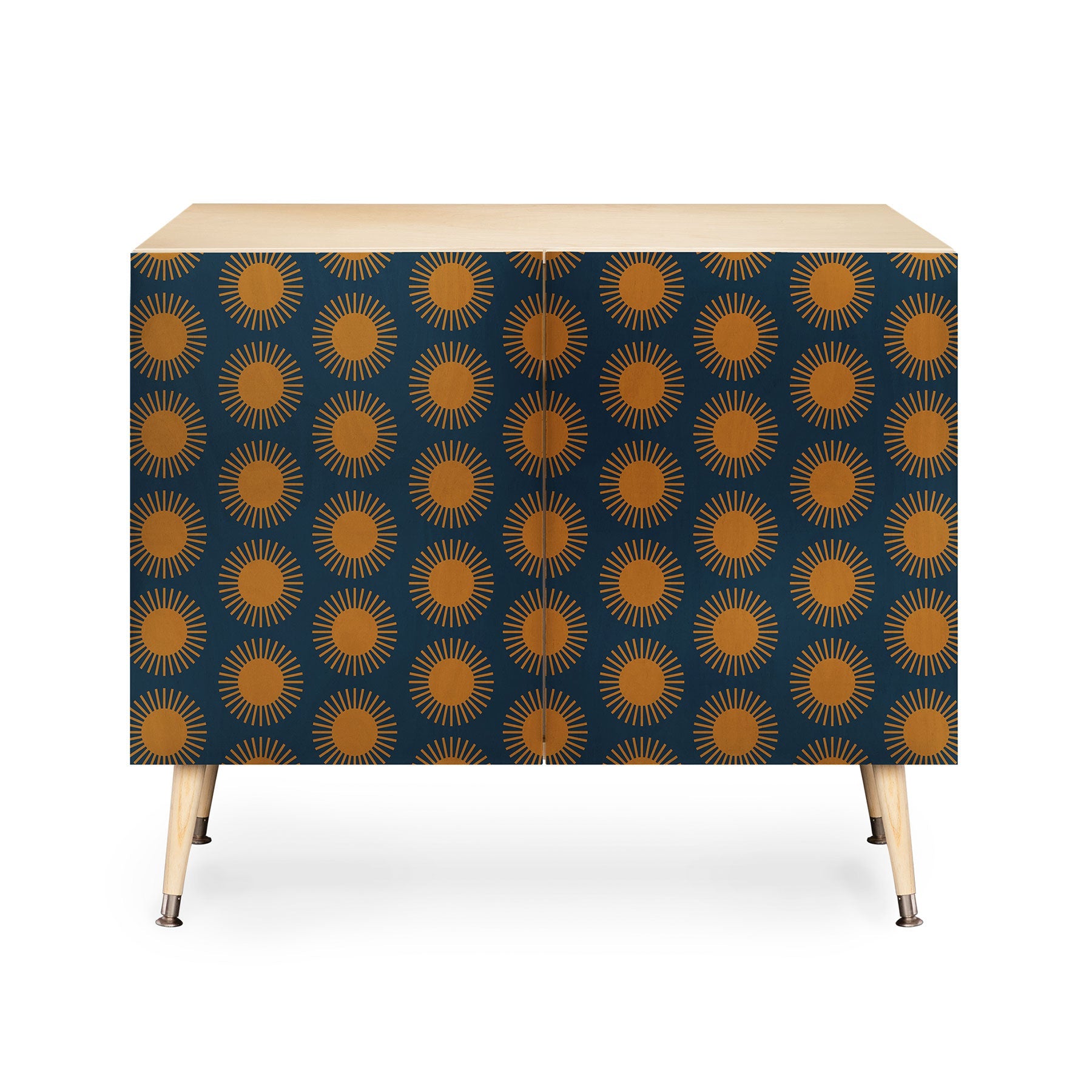 Colour Poems Cheerful Sun Pattern Navy Blue Credenza