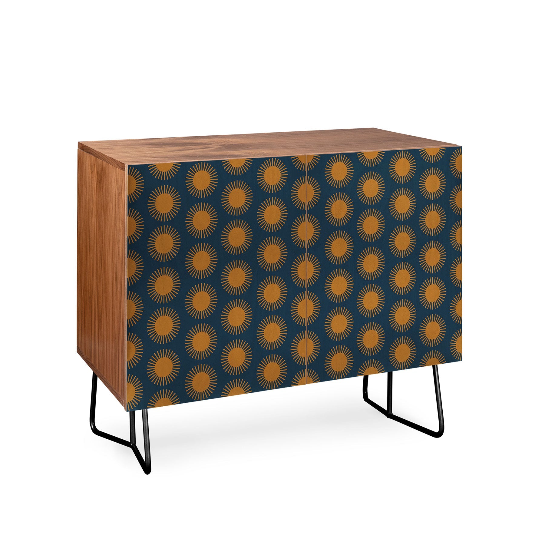 Colour Poems Cheerful Sun Pattern Navy Blue Credenza