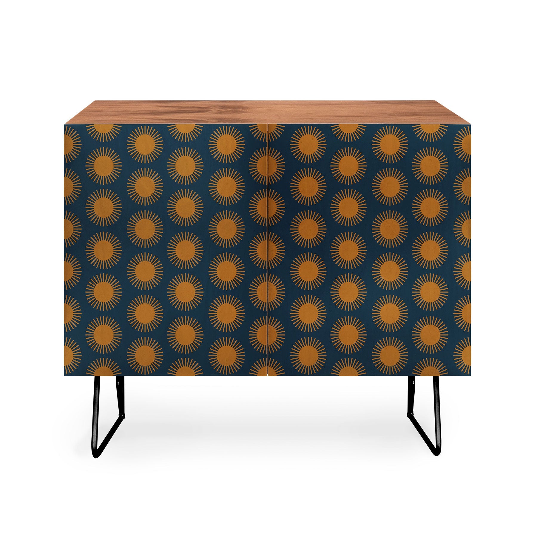 Colour Poems Cheerful Sun Pattern Navy Blue Credenza