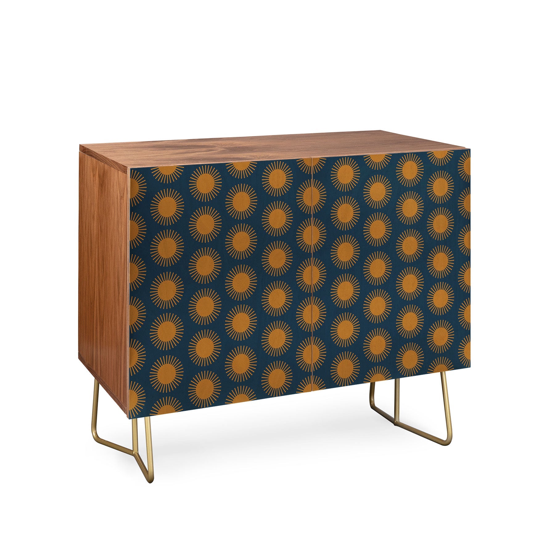 Colour Poems Cheerful Sun Pattern Navy Blue Credenza