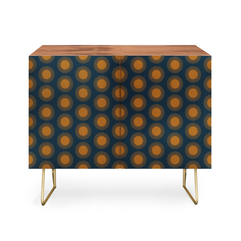 Colour Poems Cheerful Sun Pattern Navy Blue Credenza
